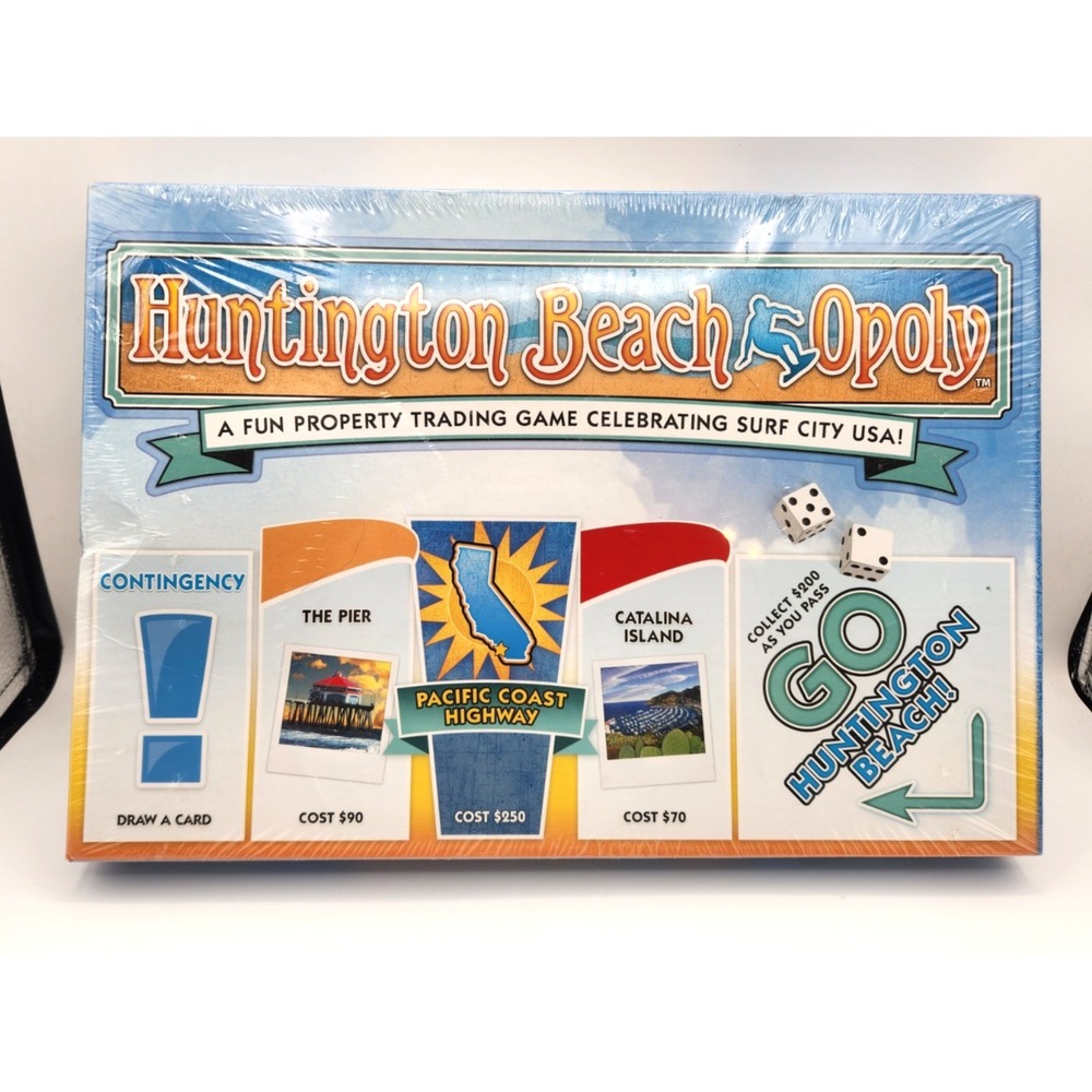 Huntington Beach-Opoly CALIFORNIA Monopoly Style Board Game~ New ~ Surf City USA